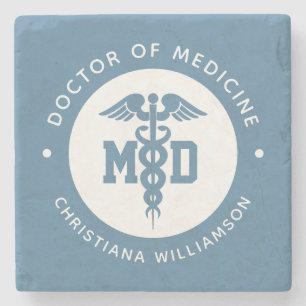 Custom MD Doctor of Medicine Doctor Graduation Stone Coaster