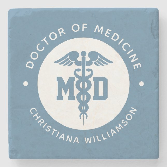 Custom MD Doctor of Medicine Doctor Graduation Stone Coaster (Front)