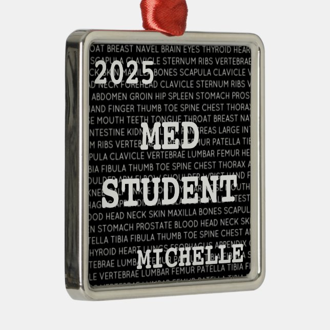 Custom Med Student Medical Terminology Christmas Metal Tree Decoration (Right)