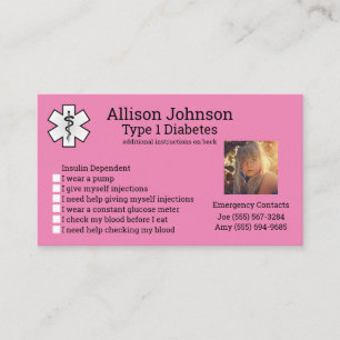 Custom Medical Alert Card Emergency Contacts