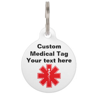 Custom Medical Alert Condition Dog Cat Pet Tag