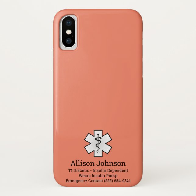 Custom Medical Alert Phone Case (Back)