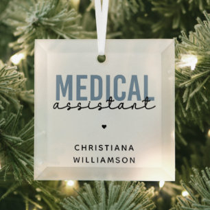 Custom Medical Assistant MA   Clinical Assistant Glass Tree Decoration