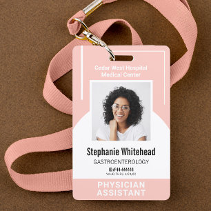 Custom Medical Employee Photo ID Blush Pink ID Badge