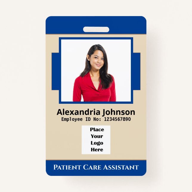 Custom Medical Employee Photo Logo Bar Code Card ID Badge (Front)