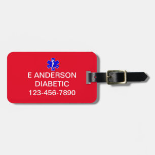 Custom Medical Identification Emergency Alert Luggage Tag