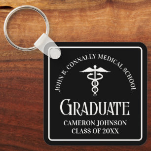 Custom Medical School Black Graduation Keepsake Key Ring