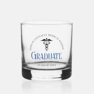 Custom Medical School Graduation Commemorative Whiskey Glass