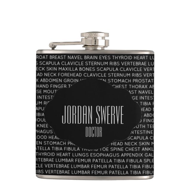 Custom Medical Terminology Hip Flask (Front)