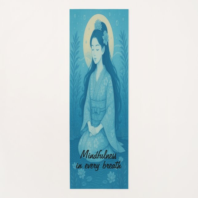   Custom Meditation Art Mindfulness Zen Blue Yoga Mat (Front)