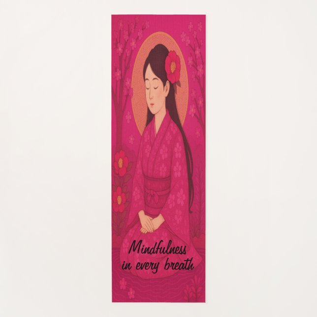   Custom Meditation Art Mindfulness Zen Magenta  Yoga Mat (Front)
