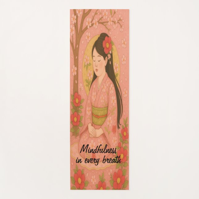   Custom Meditation Art Mindfulness Zen Pink  Yoga Mat (Front)