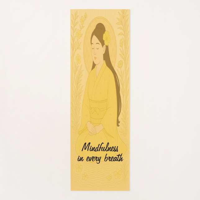   Custom Meditation Art Mindfulness Zen Yellow Yoga Mat (Front)