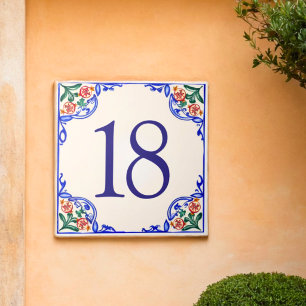 Custom Mediterranean House Number – Pomegranate Tile