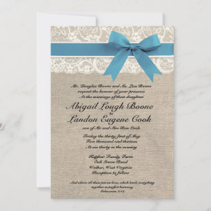 Custom Mediterranean Lace & Burlap Wedding Invite