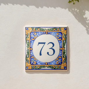 Custom Mediterranean Majolica Address Tile