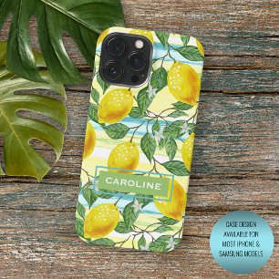 Custom Mediterranean Summer Lemon Fruit Pattern iPhone 16 Pro Max Case