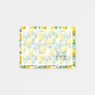 Custom Mediterranean Summer Lemon Fruit Pattern Post-it Notes