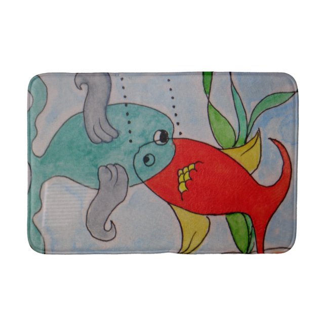 Custom Medium Bath Mat w/fish (Front)