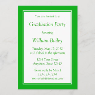 Custom Medium Green Invitation with Green Text