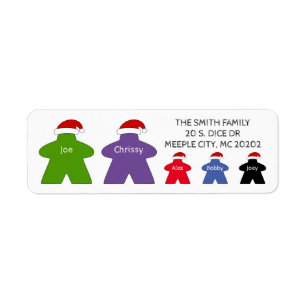 Custom Meeple Family of 5 w/ Santa Hats Christmas