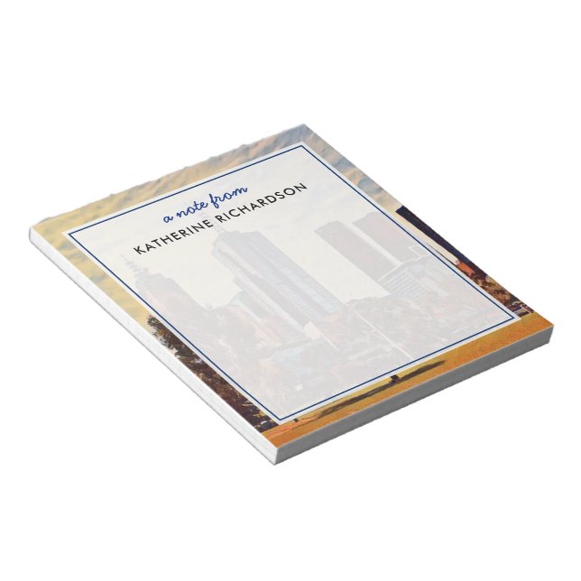 Custom Melbourne Australia Skyline Watercolor Art Notepad (Angled)