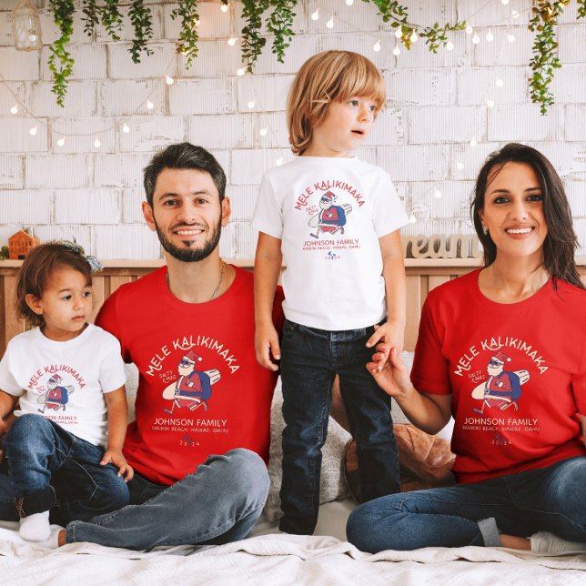 Custom Mele Kalikimaka Santa Hawaiian Christmas  T-Shirt (Creator Uploaded)