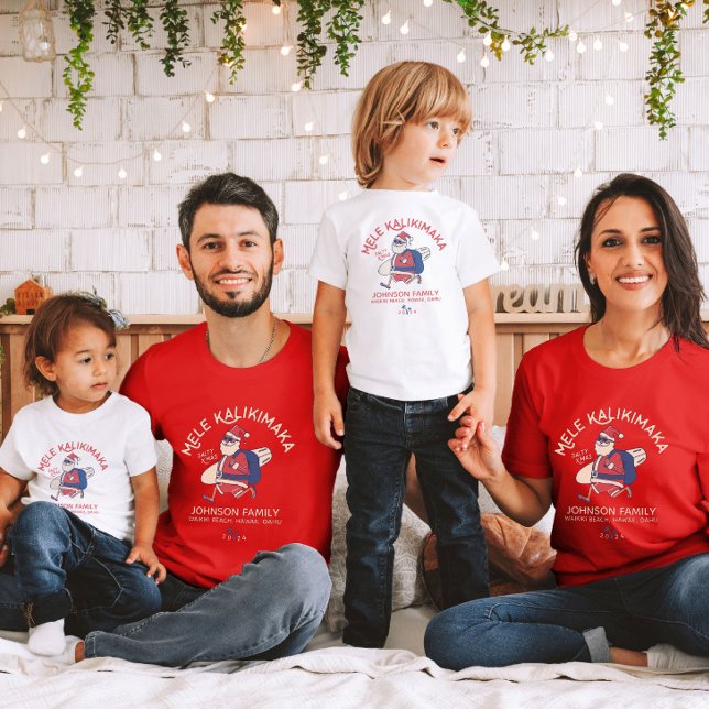 Custom Mele Kalikimaka Santa Hawaiian Christmas  T-Shirt (Creator Uploaded)