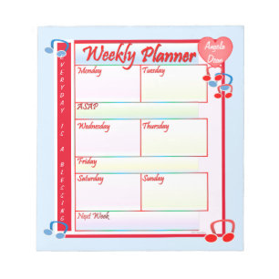 Custom Melody Weekly Planner Notepad