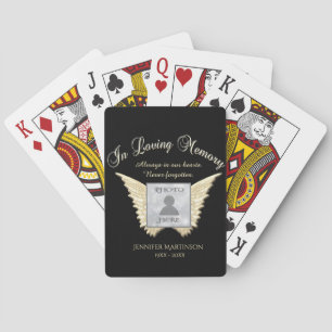 Custom Memorial Angel Wings Add Photo Playing Cards