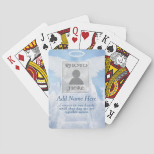 Custom Memorial Angel Wings Add Photo Playing Playing Cards