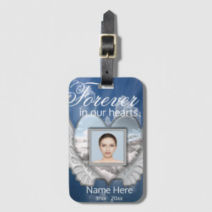 Custom Memorial Angel Wings Heart Add Photo Luggage Tag