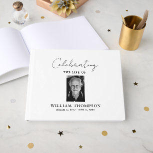 Custom Memorial Celebrating Life Of Photo Funeral  Guest Book