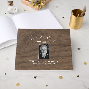 Custom Memorial Celebrating Life Of Photo Funeral  Guest Book