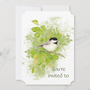 Custom Memorial Chickadee Nature Bird Art Invitation