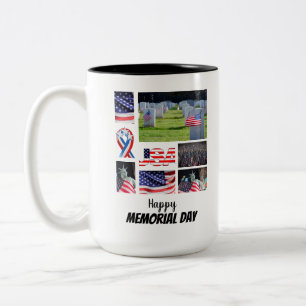 Custom Memorial Day 8 Photo Collage  Two-Tone Coffee Mug