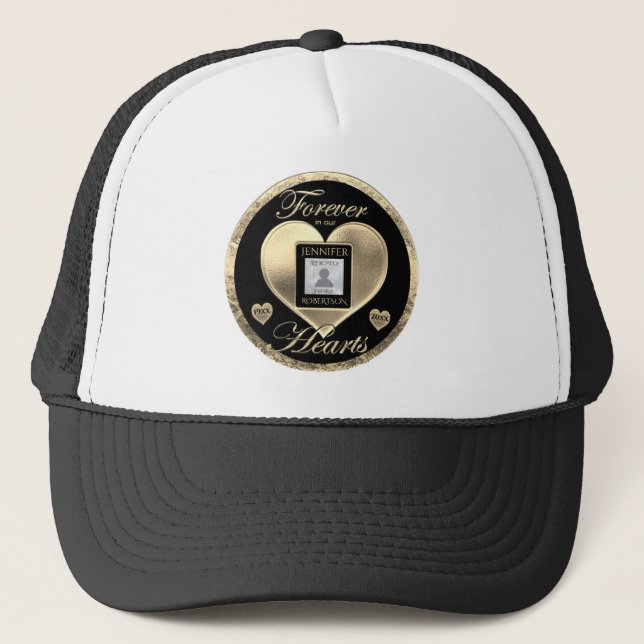 Custom Memorial Forever in Our Hearts Trucker Hat (Front)