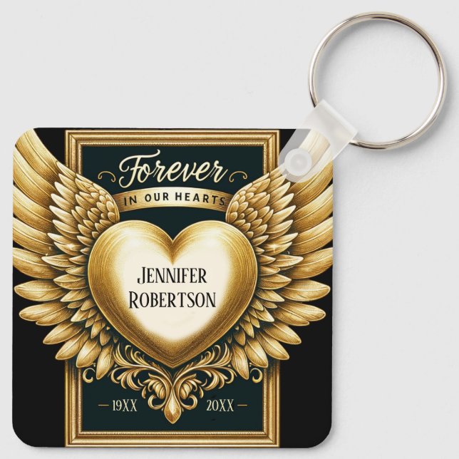 Custom Memorial Heart Key Ring (Back)
