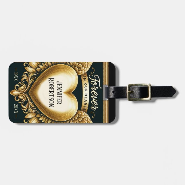 Custom Memorial Heart Luggage Tag (Front Horizontal)