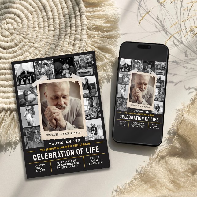 Custom Memorial Invite, Photo Collage Funeral Invitation (Custom Memorial Invite, Photo Collage Funeral Invitation)