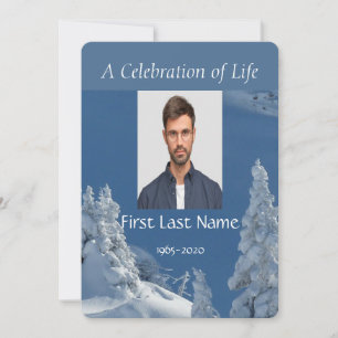 Custom Memorial Service Beautiful Mountain Skiing  Invitation