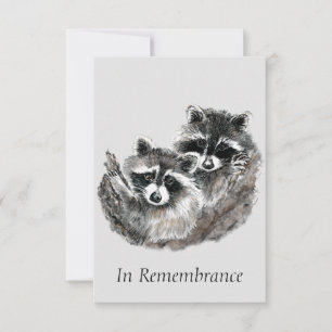 Custom Memorial Service Cute Cuddling Racoon Invitation