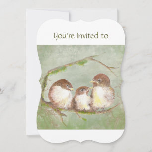Custom Memorial Service Invite Sparrow Family Bird