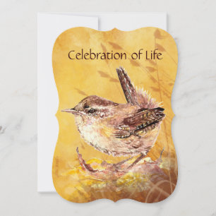 Custom Memorial Service Invite Wren Bird Art