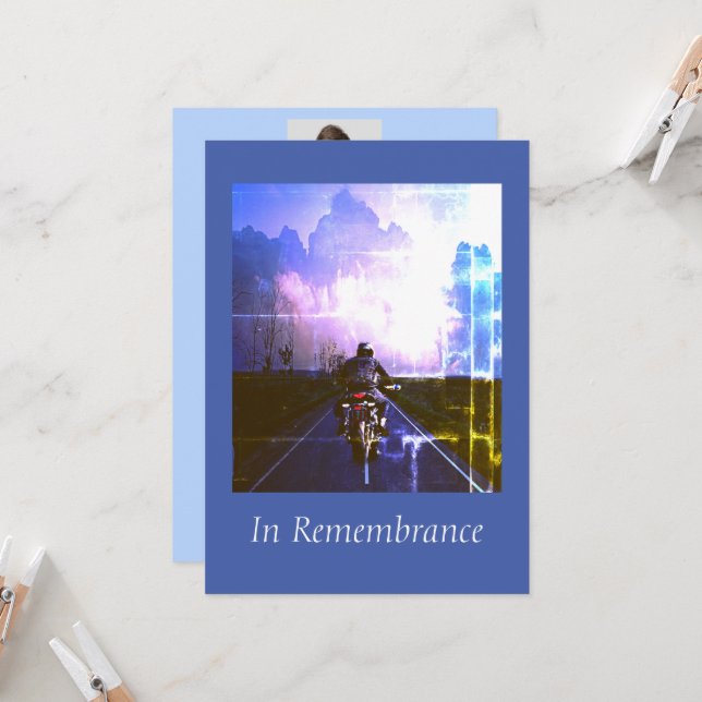 Custom Memorial Service Motorcycle Biker Chopper  Invitation (Front/Back In Situ)