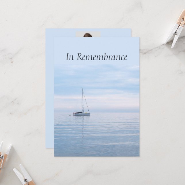 Custom Memorial Service Sailing Sailboat Lake  Inv Invitation (Front/Back In Situ)