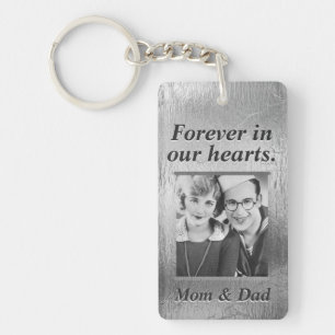 Custom Memorial Silver Look Mum & Dad Key Ring