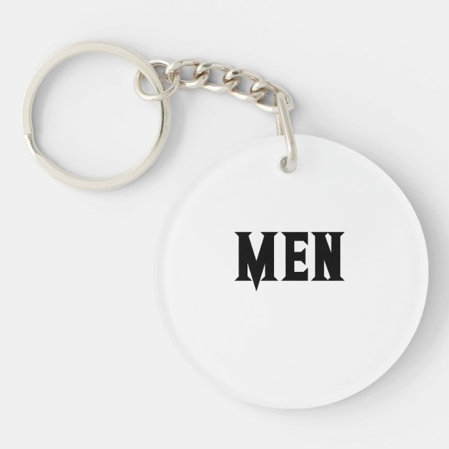 Custom Men Text Black Colour Text White Background Key Ring (Front)