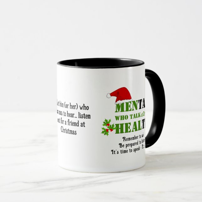 Custom MEN WHO TALK HEAL Christmas Mental Health Mug (Front Right)