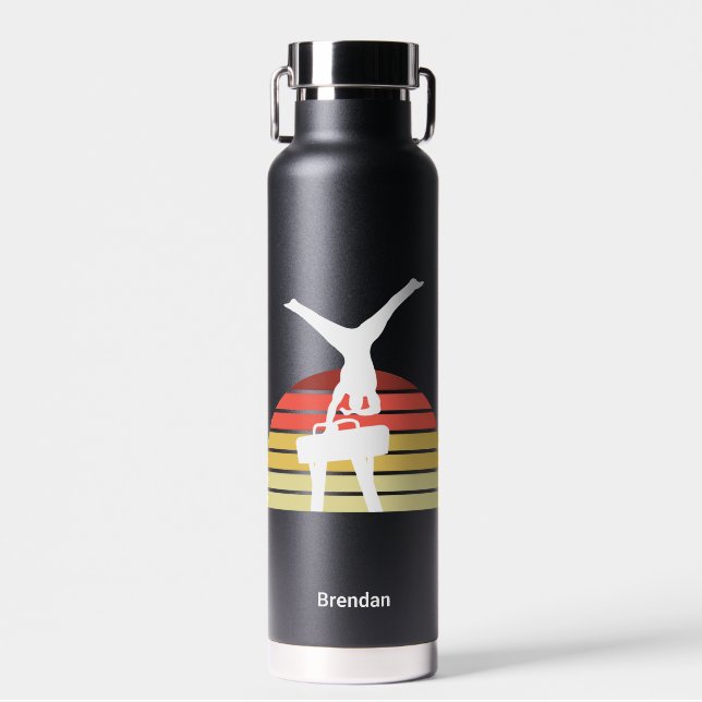 Custom Mens Gymnastics Pommel Horse Gymnast Water Bottle (Front)